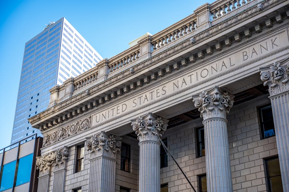 Wells Fargo routing number - US bank building with columns